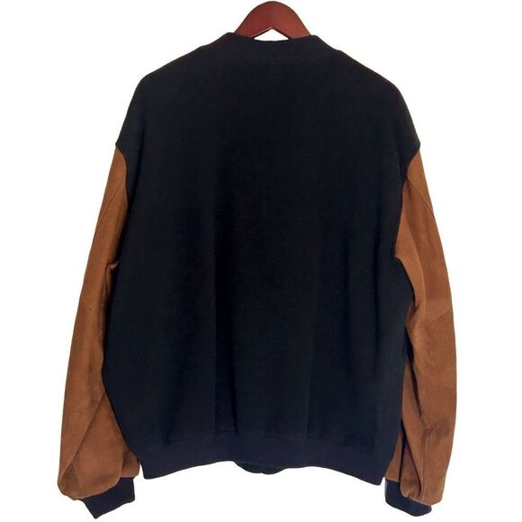 Maus & Hoffman Men’s Varsity Bomber Jacket In Navy and Brown Size L - Picture 5 of 11